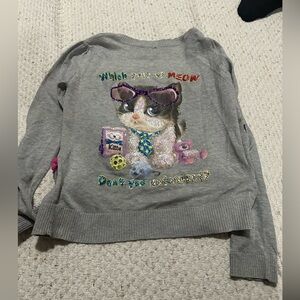 Grey sequin cat cardigan sweater siren top shop